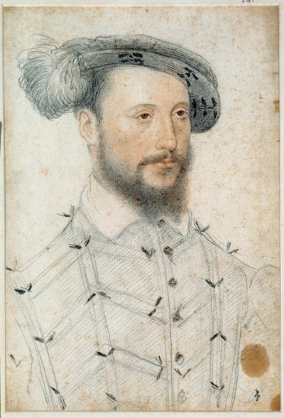 Porträtt av Antoine de Halluin, herre av Piennes (1505 - 1553). Att rita ett blod och en svart sten av Clouet Francois (1515-1572) av François Clouet