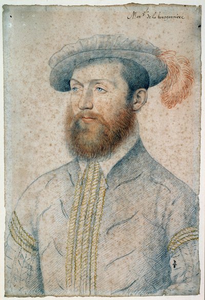 Porträtt av Jean Du Plessis, herre över Bourgonnièren (1525 - 1594). Att rita ett blod och en svart sten av Francois Clouet (1515-1572) av François Clouet