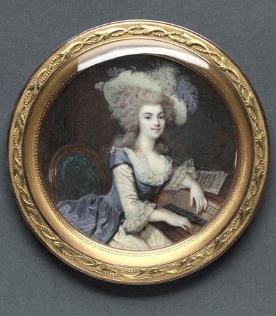 Porträtt av en kvinna vid ett cembalo, ca. 1788. av Francois Dumont