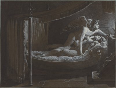 Amor med psyke som släcker lampan av Francois Edouard Picot