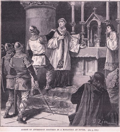 Arrestering av ärkebiskop Geoffrey i ett kloster i Dover 1191 e.Kr av Francois Edouard Zier