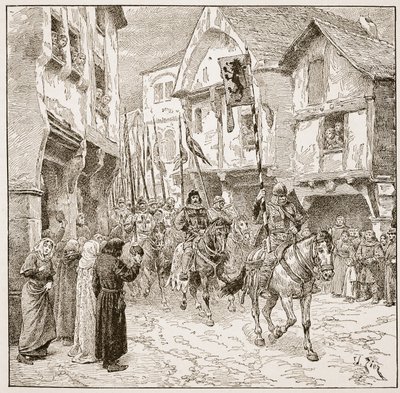 Hertig Roberts avresa till det heliga landet, illustration från "The Church of England: A History for the People" av H.D.M. Spence-Jones, pub. ca 1910 (sepiafoto). av Francois Edouard Zier