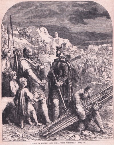 Hengist- och Horsa-fördraget med Vortigern 600 e.Kr av Francois Edouard Zier