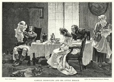 Camille Desmoulins och hans lilla Horace av Francois Flameng