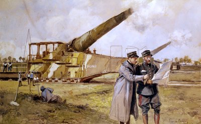 Tungt artilleri på järnvägen, oktober 1916 av Francois Flameng
