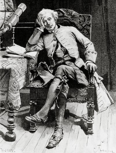Porträtt av Guy Mannering, huvudkaraktär av Guy Mannering eller astrolog, roman av Walter Scott (1771-1832), gravyr efter teckning av Francois Flameng (1856-1923), från parisisk upplaga av Francois Flameng