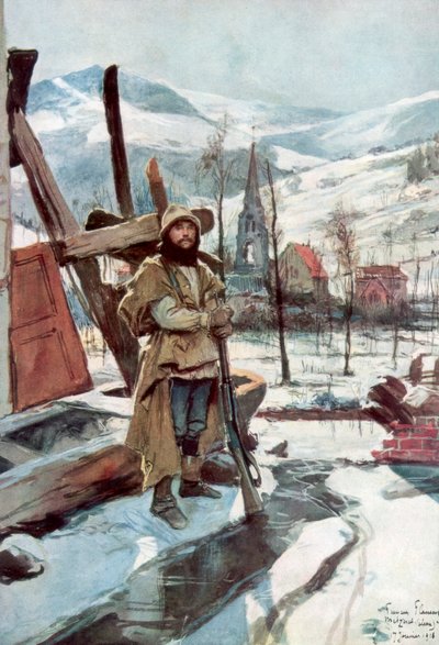 Stående vakt nära Metzeral, Alsace, januari 1916, 1926. av Francois Flameng