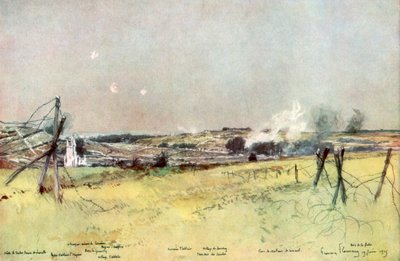 Kyrkan Ablain och Souchez, Artois, Frankrike, 19 juni 1915, 1926. av Francois Flameng