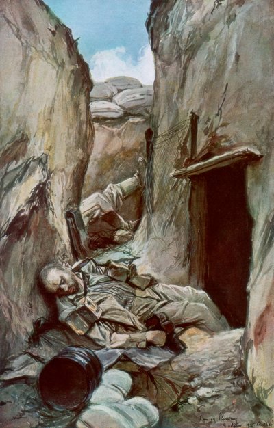 De erövrade skyttegravarna i Perthes, Champagne, Frankrike, oktober 1915, 1926. av Francois Flameng