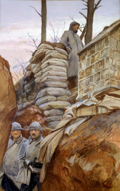 Utkiksplatsen Mont Renault (april 1918). Målning av Francois Flameng (1856 - 1923) av Francois Flameng