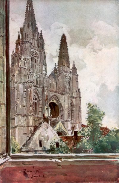 Ruinerna av Saint Jean des Vignes Abbey, Soissons, Frankrike, 17 maj 1915, 1926. av Francois Flameng