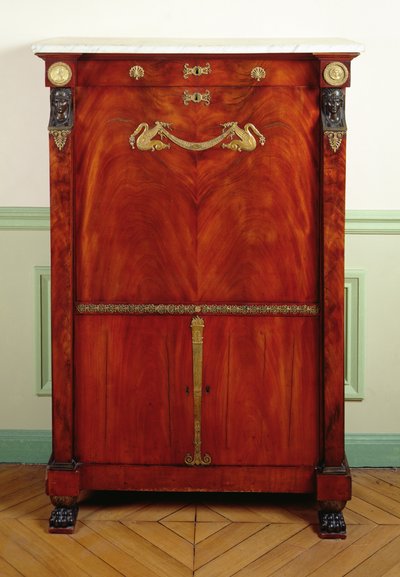Skrivbord med lock (guld, mahogny, marmor & brons) av Francois H. G. attr. to Jacob Desmalter