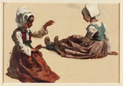 Två flickor i regional kostym av Francois Hippolyte Lalaisse