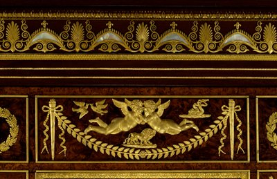 Möbler: detaljer om garderobens växthusjuveler av impress Josephine de Beauharnais (Marie-Joseph-Rose de Tascher de la Pagerie) (Marie Joseph Rose) (1763-1814) gjorda av trä, förgylld brons av Francois Jacob-Desmalter (Jacob Desmalter ) (1770-1841) av Francois Honore Georges Jacob Desmalter