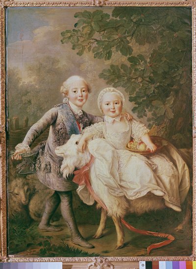 Karl av Frankrike (1757-1836) greve av Artois och hans syster, Clothide (1759-1802) 1763-64 av Francois Hubert Drouais