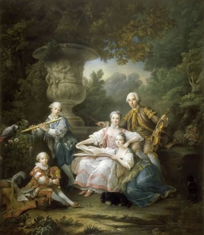 Louis II du Bouchet de Sourches med sin familj av Francois Hubert Drouais