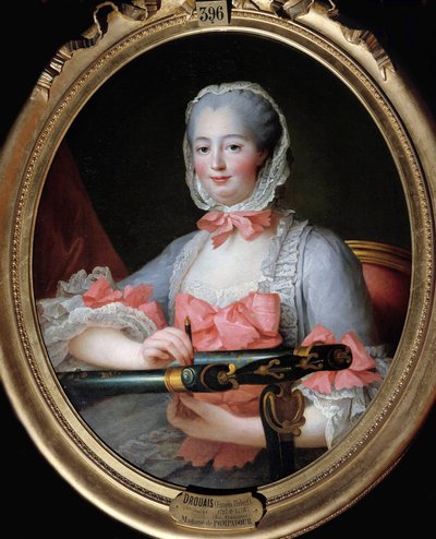 Porträtt av Jeanne Antoinette Poisson, markis av Pompadour (känd som Madame de Pompadour av Francois Hubert Drouais