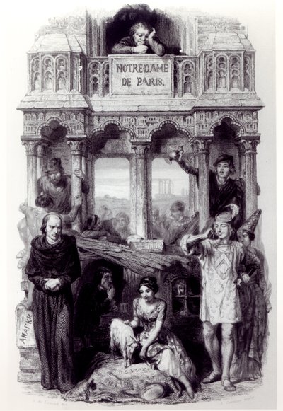 Frontispice till "Notre Dame de Paris" (1831) av Victor Hugo (1802-85), graverad av Auguste Francois Garnier, 1844. av Francois Joseph Aime de Lemud