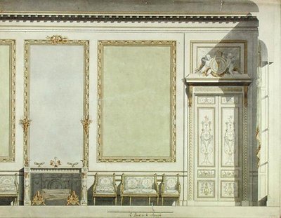 Design för hertiginnan av Mazarins hus, ca 1777 (akvarell på papper) av Francois-Joseph Belanger