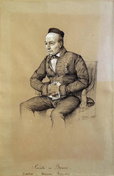 Porträtt av Charles Augustin Sainte Beuve (1804-1869), fransk litteraturkritiker och författare. Teckning av Francois Joseph Heim (1787-1865) av François Joseph Heim