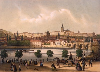 Utsikt över det lilla kvarteret och Pragborgen Hradcany, c.1845 av Francois Joseph Sandmann