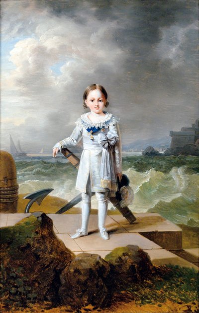 Porträtt av prins Napoleon Louis Bonaparte (1804-1831) (Porträtt av Napoleon-Louis Bonaparte) Målning av Francois-Joseph Kinson (1770-1839) cirka 1810 - Olja på duk, 33x22 - Privat samling av Francois Josephe Kinson
