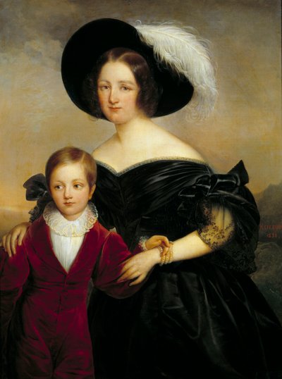 Porträtt av Madame Aglae Blenart och hennes son Målning av Francois Joseph Kinson (1771-1839) 1800-talets Orleans musee des Beaux Arts av Francois Josephe Kinson