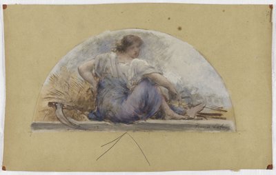 Skiss för Hôtel de Villes matsal i Paris, skörd eller sommar av Francois Lafon