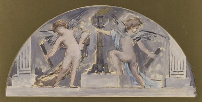 Skiss till matsalen på Hôtel de Ville de Paris, Två älskande som tänder en fackla av Francois Lafon