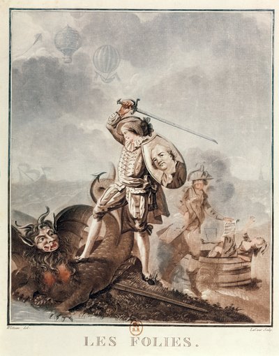 Figaro i strid med en harpy, ca 1786 (akvatint) av Francois Louis Joseph Watteau