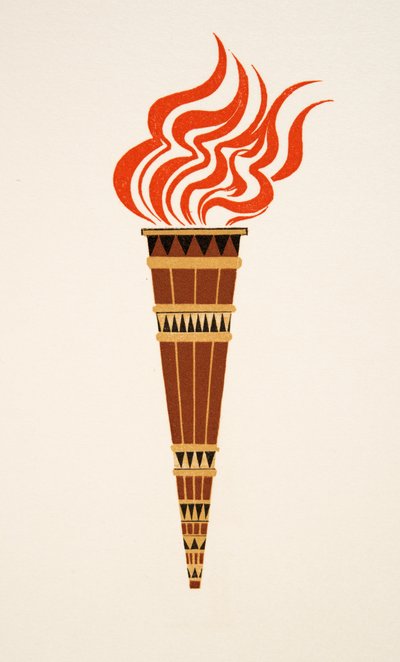 Flaming Torch från Prometheus Enchained by Aeschylus, pub. 1941 (stenciltryck) av Francois Louis Schmied