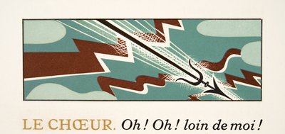 Grafisk illustration från Prometheus Enchained av Aeschylus, pub. 1941 (stenciltryck) av Francois Louis Schmied
