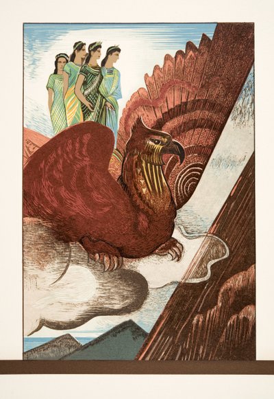 Illustration från Prometheus kedjad av Aeschylus, pub. 1941 (stenciltryck) av Francois Louis Schmied