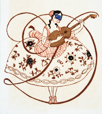 Bokstav D, från Personages de Comedie, pub. 1922 (stenciltryck) av Francois Louis Schmied