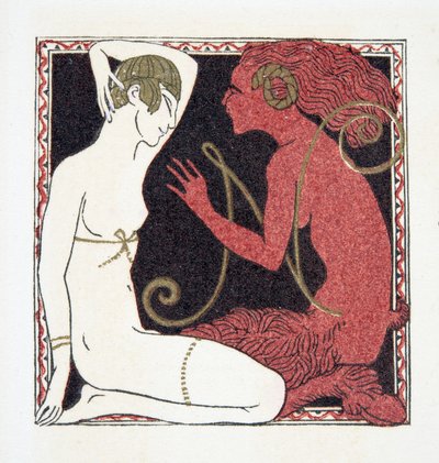 Bokstav N, från Personages de Comedie, pub. 1922 (stenciltryck) av Francois Louis Schmied