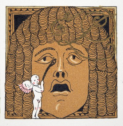 Näsan som kittlas av Cupid, från Personages de Comedie, pub. 1922 (pochoirtryck) av Francois Louis Schmied