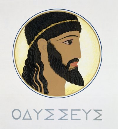 Odysseus, titelsidan för "Homer: The Odyssey", publicerad Paris 1930-33 av Francois Louis Schmied