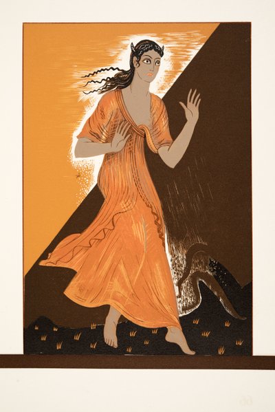 Pandora, från Prometheus Chained by Aeschylus, pub. 1941 (stenciltryck) av Francois Louis Schmied