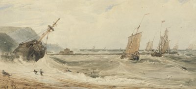 Boulognes hamn (wc över grafit och kroppsfärg på papper) av Francois Louis Thomas Francia