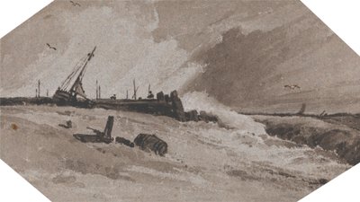 Brygga i en storm av Francois Louis Thomas Francia