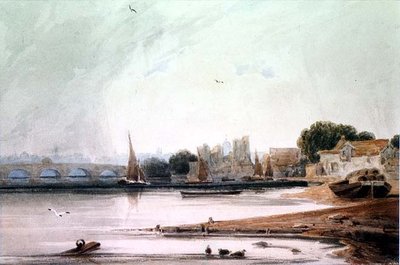 Lambeth Palace og Westminster Bridgeswed av Francois Louis Thomas Francia