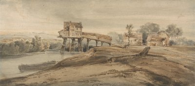 Vattenkvarnen ovanför bron i Charenton, efter en målning av Thomas Girtin (1775-1802) (wc över grafit på papper) av Francois Louis Thomas Francia