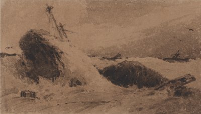 Förlist skepp i ett stormigt hav av Francois Louis Thomas Francia