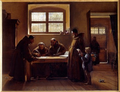 Kapuciner redigerar en skrift Målning av Francois Marius Granet av Francois Marius Granet