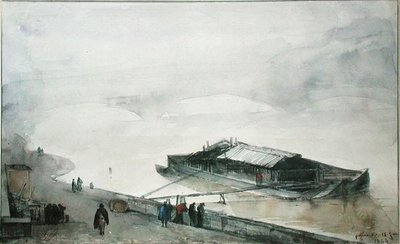 Seinen, 1843 (wc på papper) av Francois Marius Granet