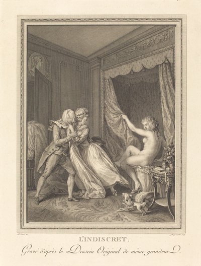 Det indiskreta av Francois Nicolas Barthelemy Dequevauviller after Antoine Borel