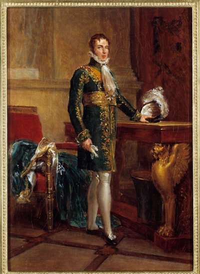 Portrait en pied de Eugene de Beauharnais dit Prins Eugenes vice kung av Italien sedan hertig av Leuchtenberg (1781-1824), adoptivson till Napoleon I Målning av Francois Gerard (1770-1837) 1811 Dim. 0,32x0,23 m - Hellängdsporträtt av Eugene de Beauharnais  av Baron François Pascal Simon Gérard