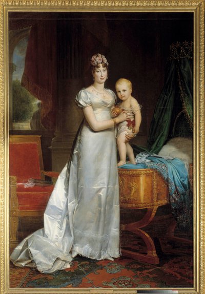 Porträtt av imponen Marie Louise (1791-1847) och kungen av Rom Målning av Francois Gerard (1770-1837) 1813. Dim. 2,40 x 1,62 m. Versailles, Musee du Chateau - Porträtt av kejsarinnan Marie Louise (1791-1847) och kungen av Rom. Målning av Franco av Baron François Pascal Simon Gérard