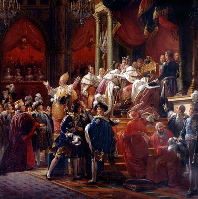 Kung Karl X:s kröning, 29 maj 1825 i Reims katedral, ca 1827 (detalj) av Francois Pascal Simon Gerard