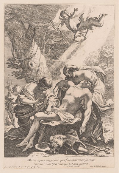 Martelaarschap van de heilige Sebastiaan Den större riddaren måste täcka med slagen (...) (titel på objekt) av Francois Perrier